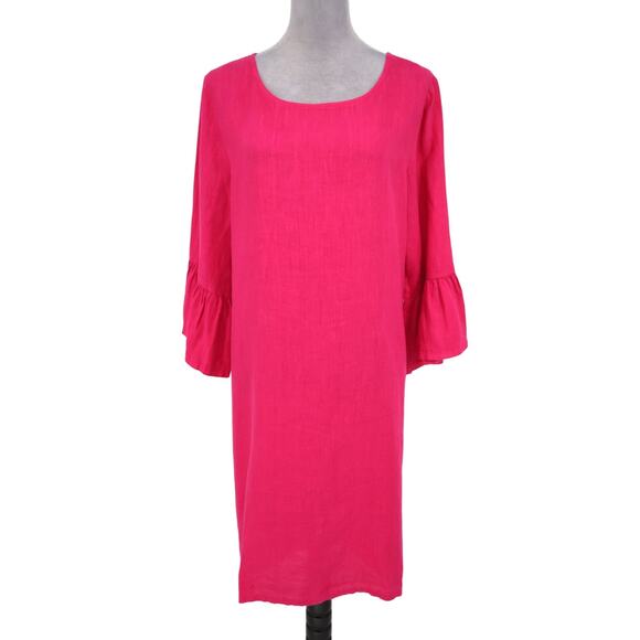 Bryn Walker Dress Womens Medium Pink Linen Back Pleat Bell Sleeve Beach New - Picture 1 of 16